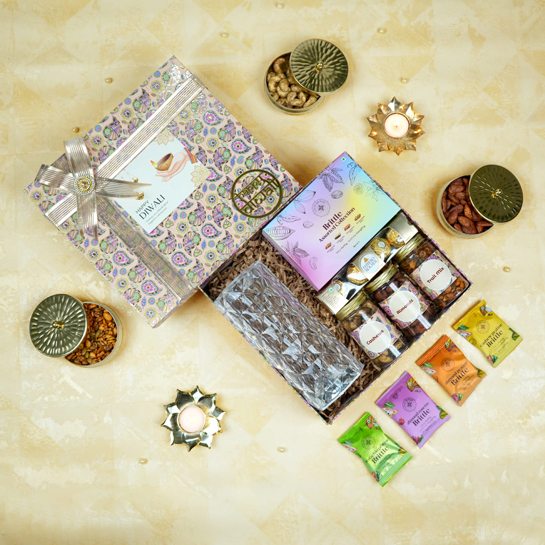 Premium Diwali Hampers Online | Crystal Lamp, Ferrero & Dry Fruits